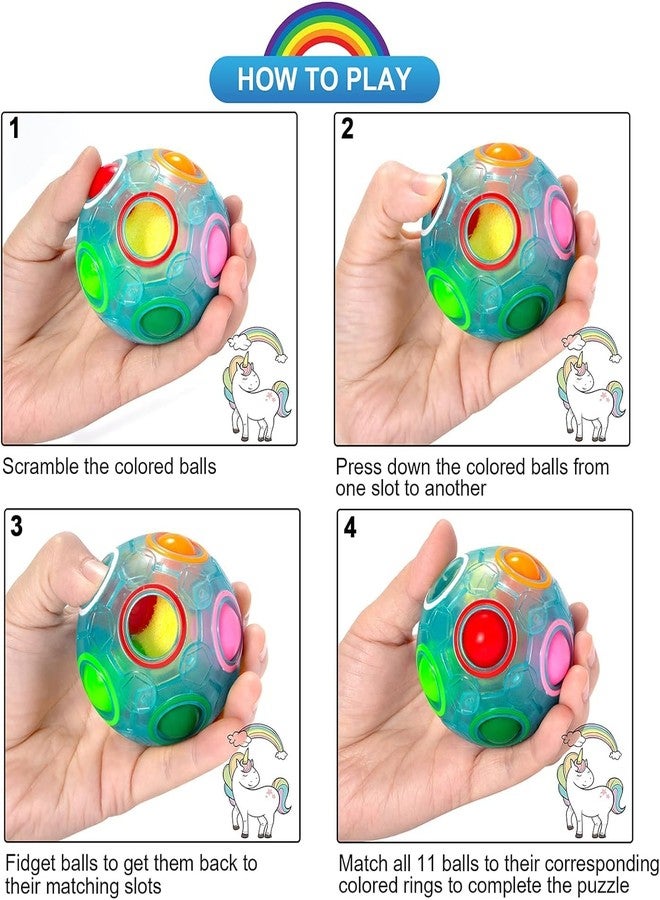 ANAB GI Magic Rainbow Puzzle Ball- Fidget Ball Puzzle Game- Brain Teaser Toy for Boys & Girls Age 3 and Up- Birthday Party Christmas Easter Gift Stocking Stuffers Toy for Kids Teens Adults (Blue) - Image 4